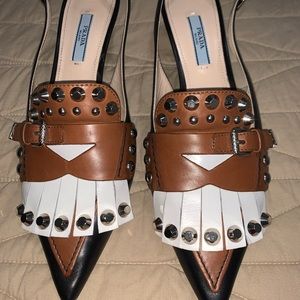 Prada Milano Brown and Black low heels